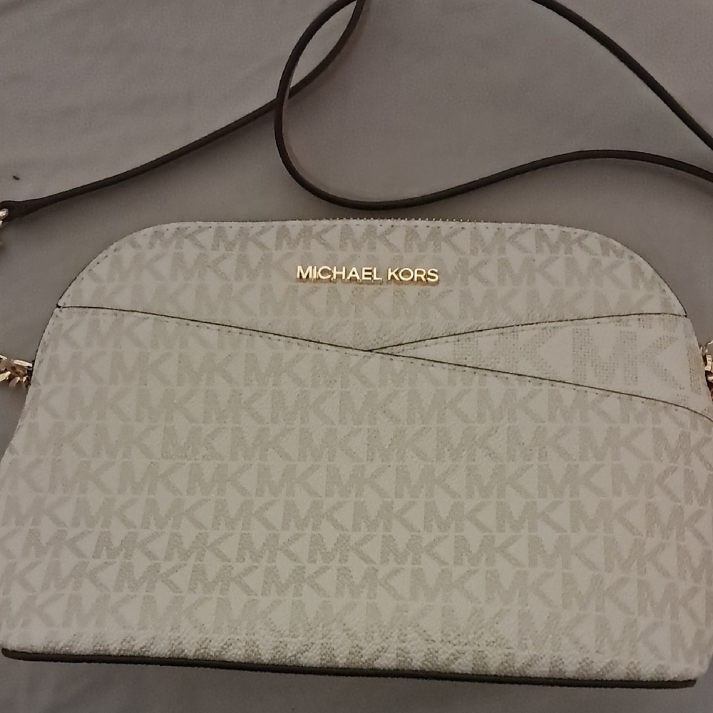 Michael Kors Cream Crossbody Bag with Gold Accents